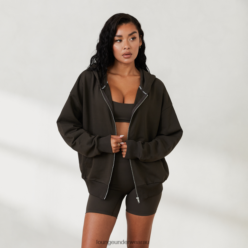 Oversized Zip up Hoodie X Jess Hunt Apparel Lounge Women Washed Black 240R48805