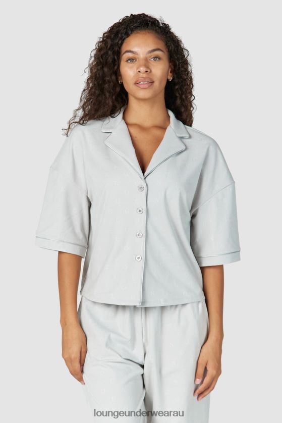 Luxury Embossed Pajama Shirt Apparel Lounge Women Frost 240R48956