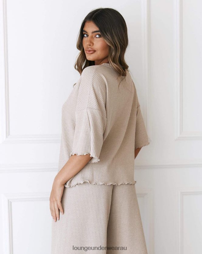 Soft Waffle Pajama Top Apparel Lounge Women Mink 240R48918