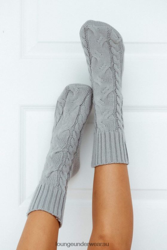 Cosy Knitted Socks Apparel Lounge Women Grey 240R48935