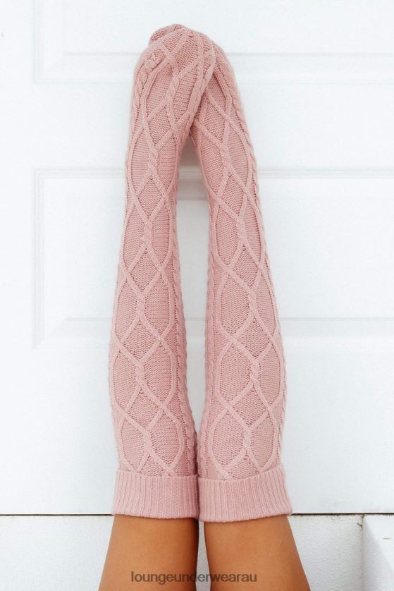 Knee-High Cosy Knitted Socks Apparel Lounge Women Pink 240R48963