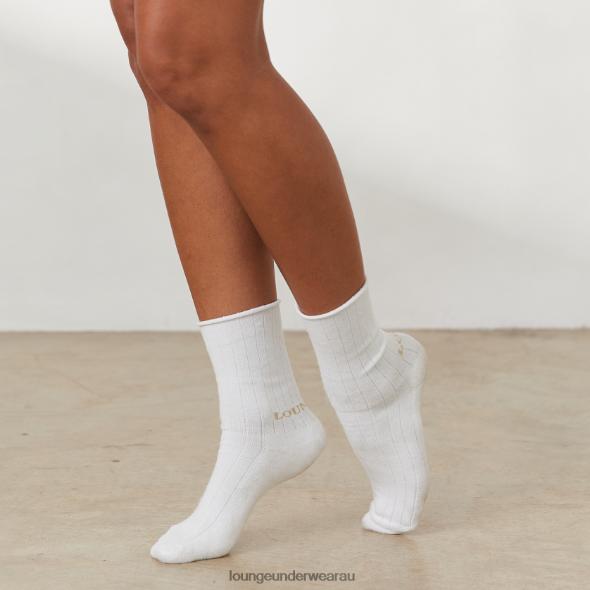 Ribbed Socks X Jess Hunt (3 Pack) Apparel Lounge Women Off White 240R48798