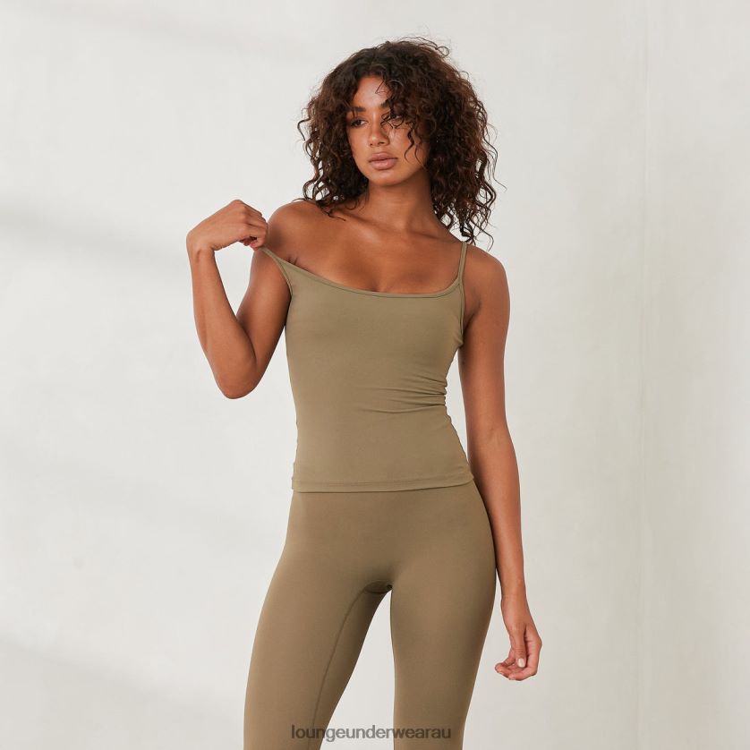 Essential Cami Top Apparel Lounge Women Olive 240R48823