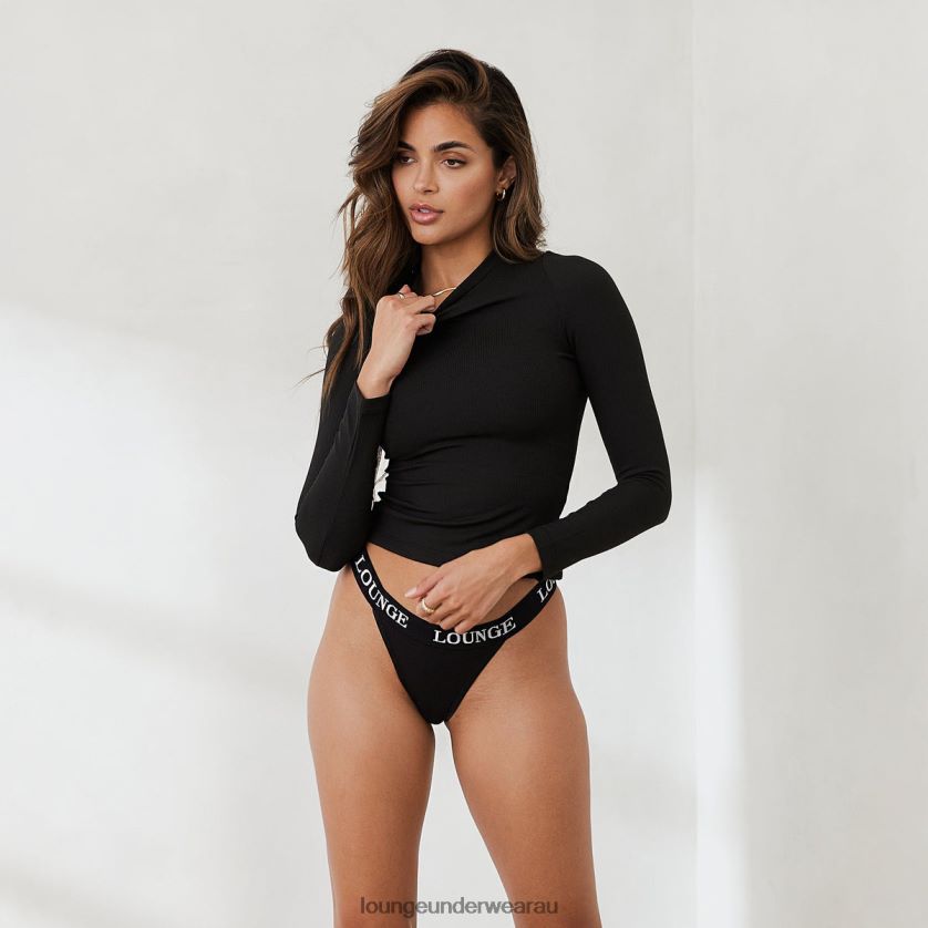 Essential Ribbed Long Sleeve Top Apparel Lounge Women Black 240R48844