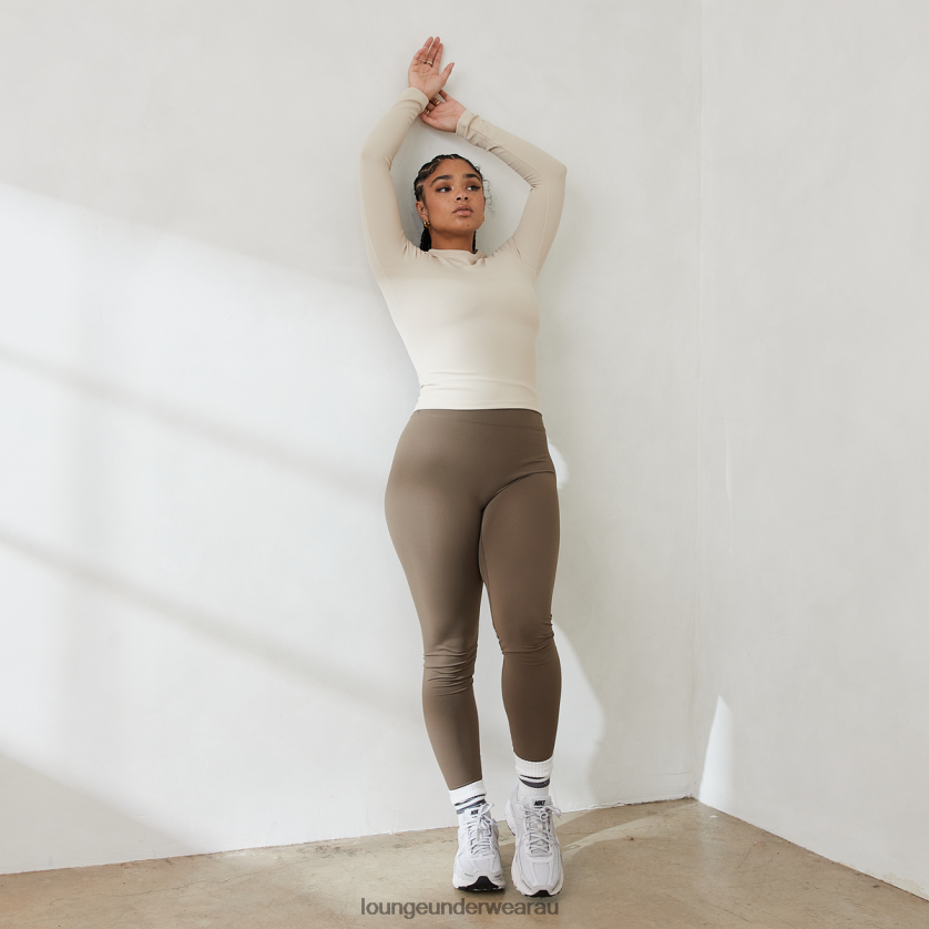 Essential Ribbed Long Sleeve Top Apparel Lounge Women Cream 240R48842