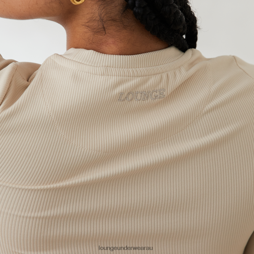 Essential Ribbed Long Sleeve Top Apparel Lounge Women Cream 240R48842
