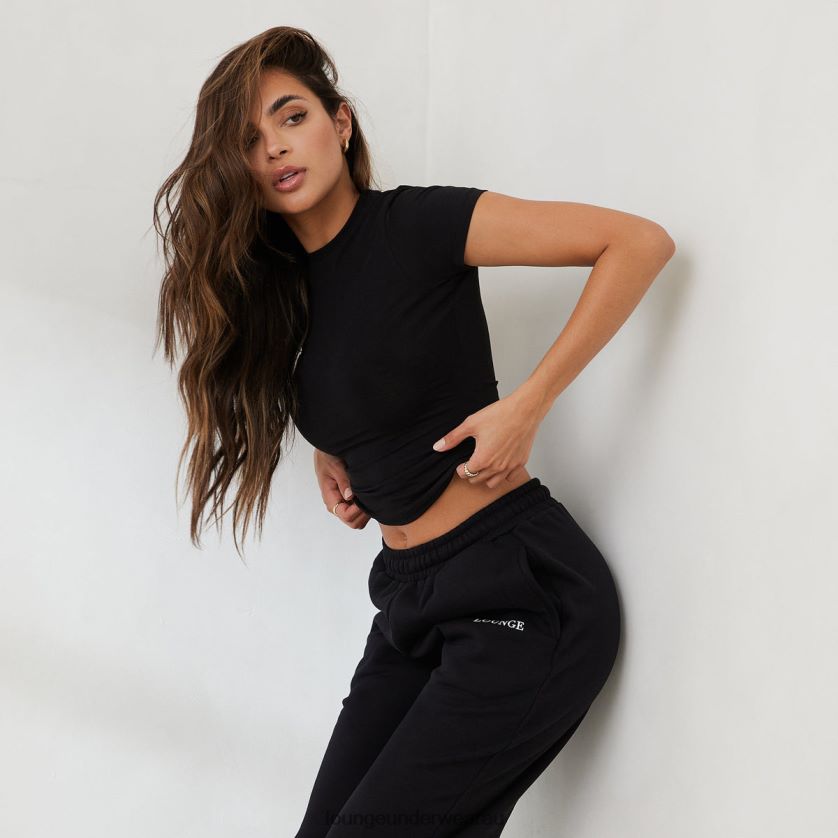 Essential Short Sleeve Fitted T-Shirt Apparel Lounge Women Black 240R48834