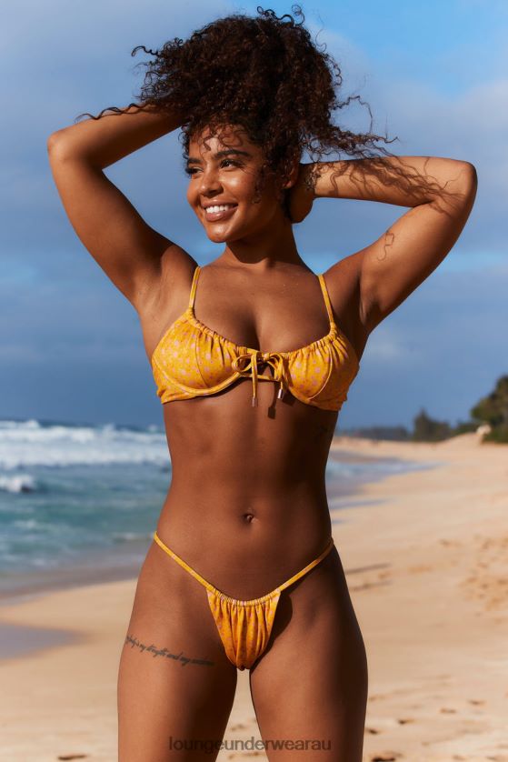 Floral Bikini Briefs Swimwear Lounge Women Yellow 240R48969