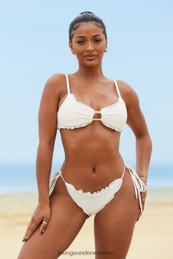 Hawaii Textured Bikini Briefs Swimwear Lounge Women Cream 240R48993