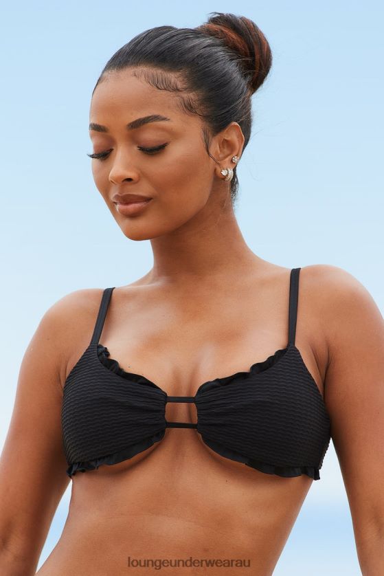 Hawaii Textured Bikini Top Swimwear Lounge Women Black 240R48998