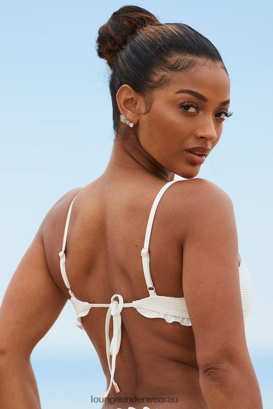 Hawaii Textured Bikini Top Swimwear Lounge Women Cream 240R48992