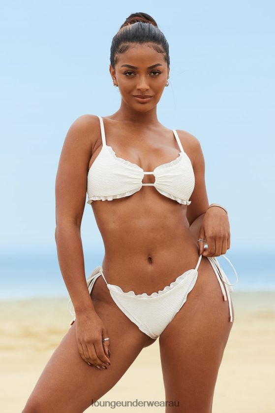 Hawaii Textured Bikini Top Swimwear Lounge Women Cream 240R48992