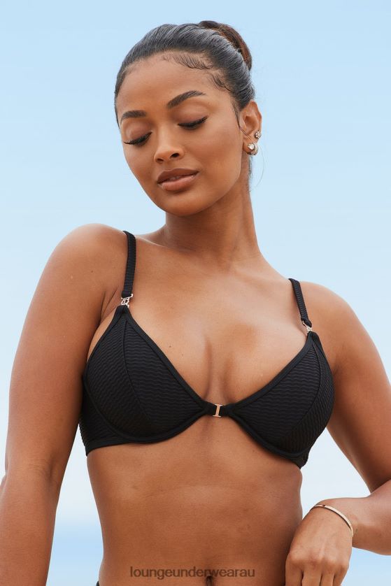 New York Textured Bikini Top Swimwear Lounge Women Black 240R48982