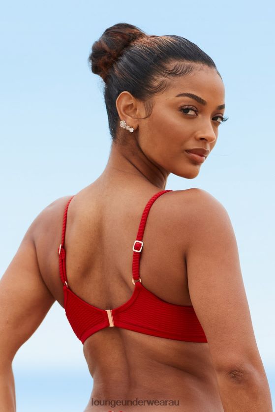 New York Textured Bikini Top Swimwear Lounge Women Red 240R48980