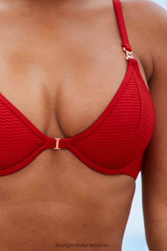 New York Textured Bikini Top Swimwear Lounge Women Red 240R48980