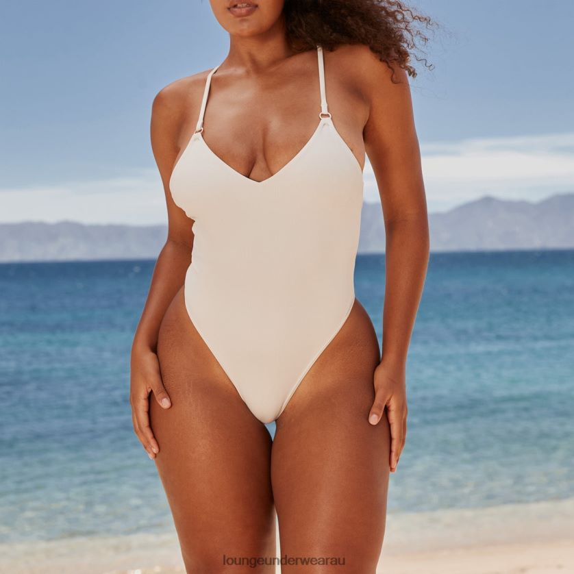 Statement One Piece Swimsuit Swimwear Lounge Women Cream 240R481028