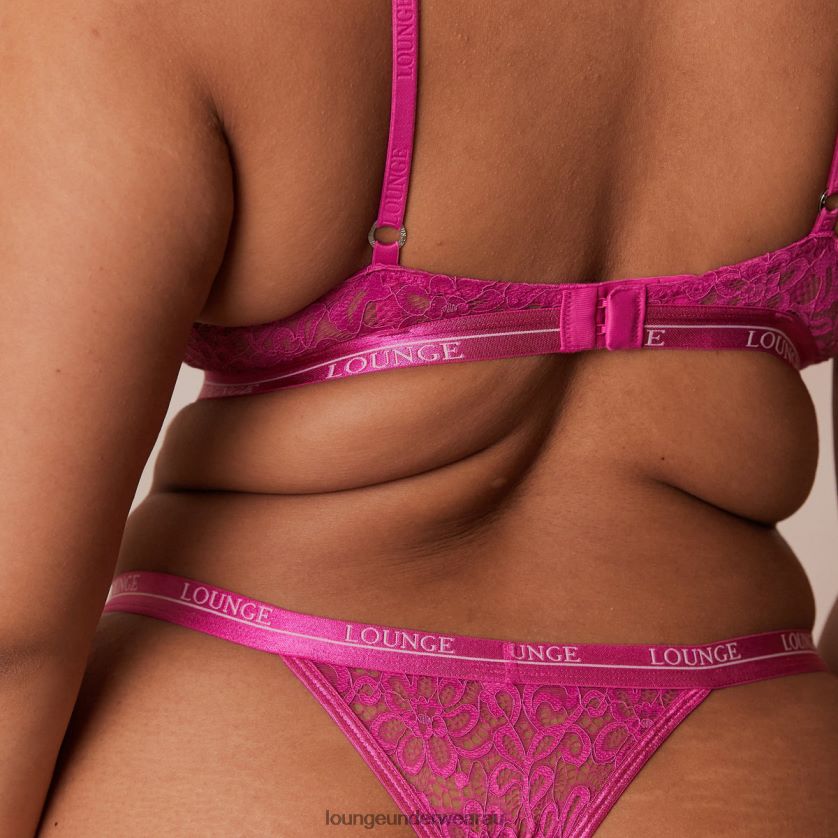 Balcony Bra & Thong Set Underwear Lounge Women Raspberry 240R4874