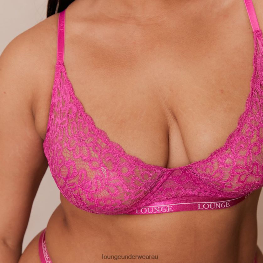 Balcony Bra & Thong Set Underwear Lounge Women Raspberry 240R4874