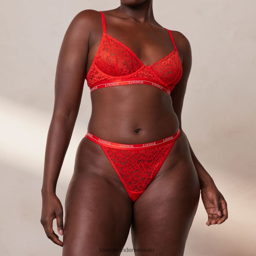 Balcony Bra & Thong Set Underwear Lounge Women Red 240R488