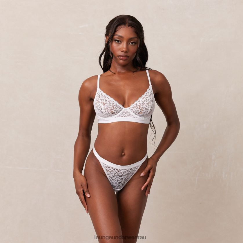 Balcony Bra & Thong Set Underwear Lounge Women White 240R4857