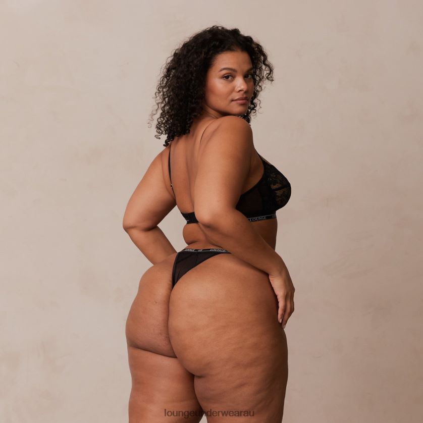 Blossom Balcony Bra & Thong Set Underwear Lounge Women Black 240R483