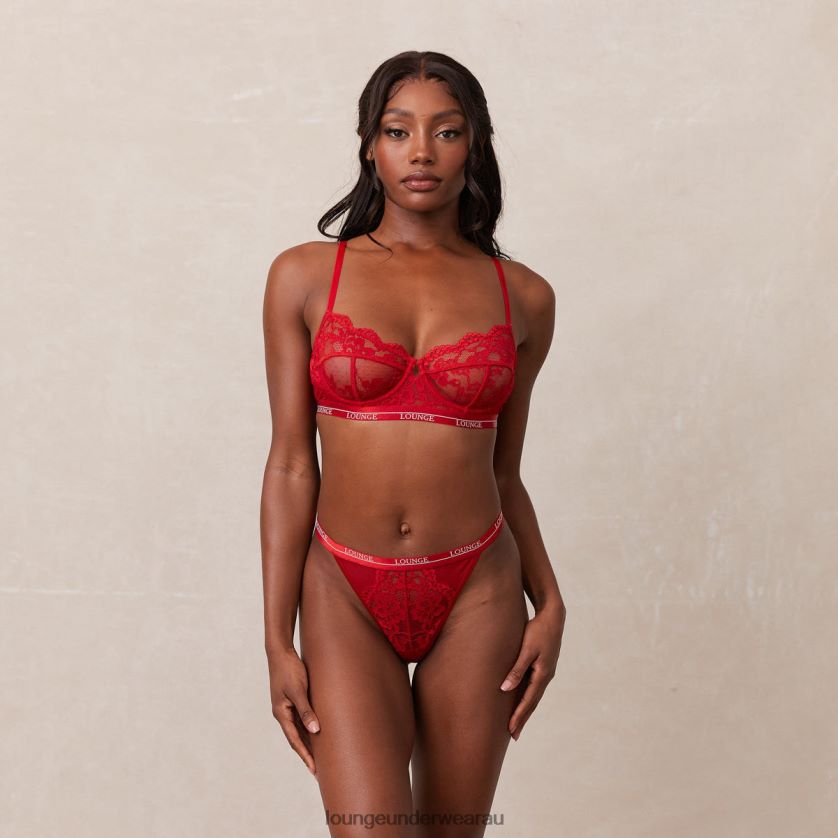 Blossom Balcony Bra & Thong Set Underwear Lounge Women Maroon 240R486