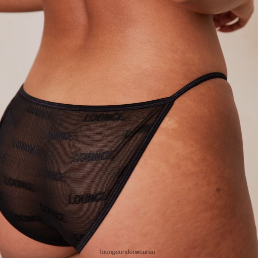 Bold Mesh Bra & Thong/Briefs Set Underwear Lounge Women Black 240R4836