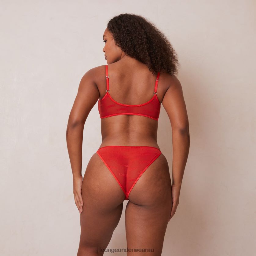 Bold Mesh Bra & Thong/Briefs Set Underwear Lounge Women Red 240R4848