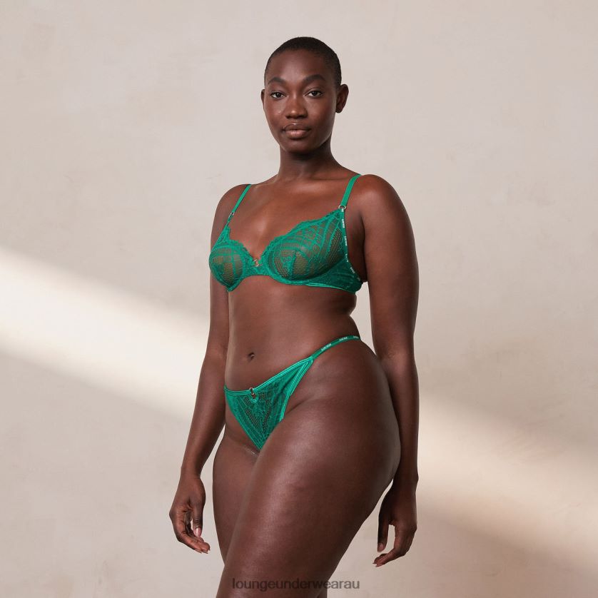 Charmed Balcony Bra & Thong/Briefs Set Underwear Lounge Women Emerald 240R4815