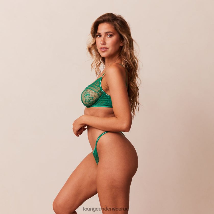 Charmed Balcony Bra & Thong/Briefs Set Underwear Lounge Women Emerald 240R4815
