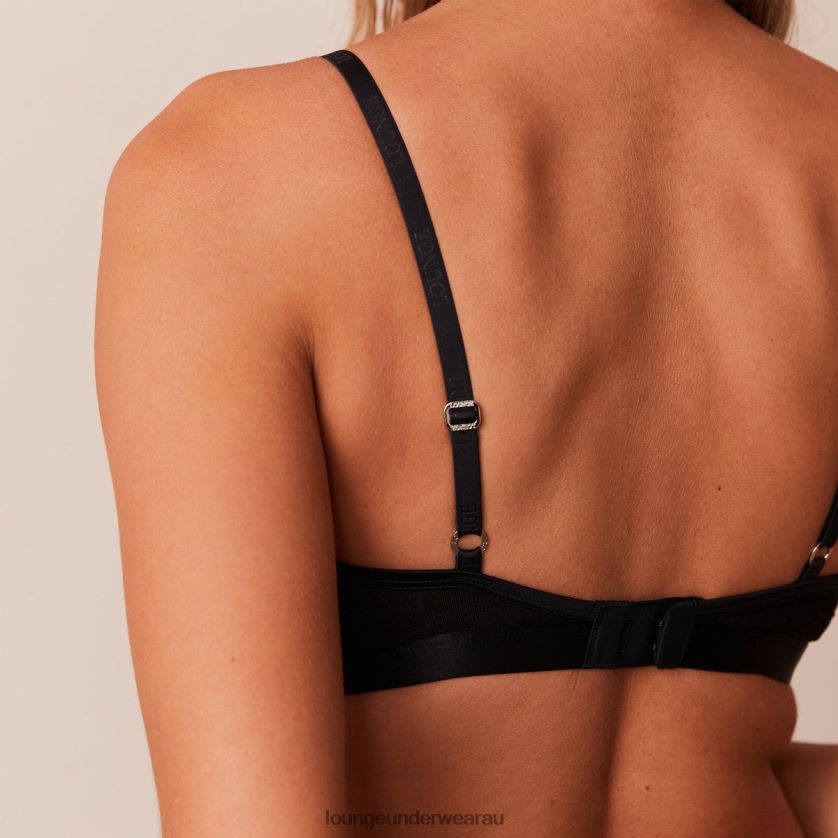 Chic Balcony Bra & Thong Set Underwear Lounge Women Black 240R4888