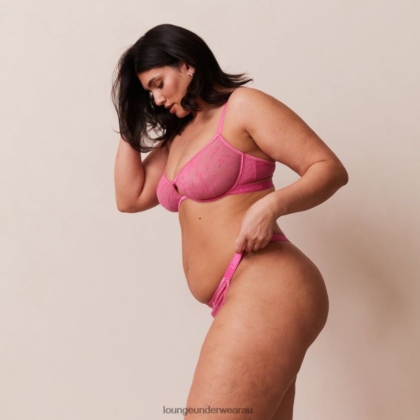 Grace Bra & Thong Set Underwear Lounge Women Hot Pink 240R4858