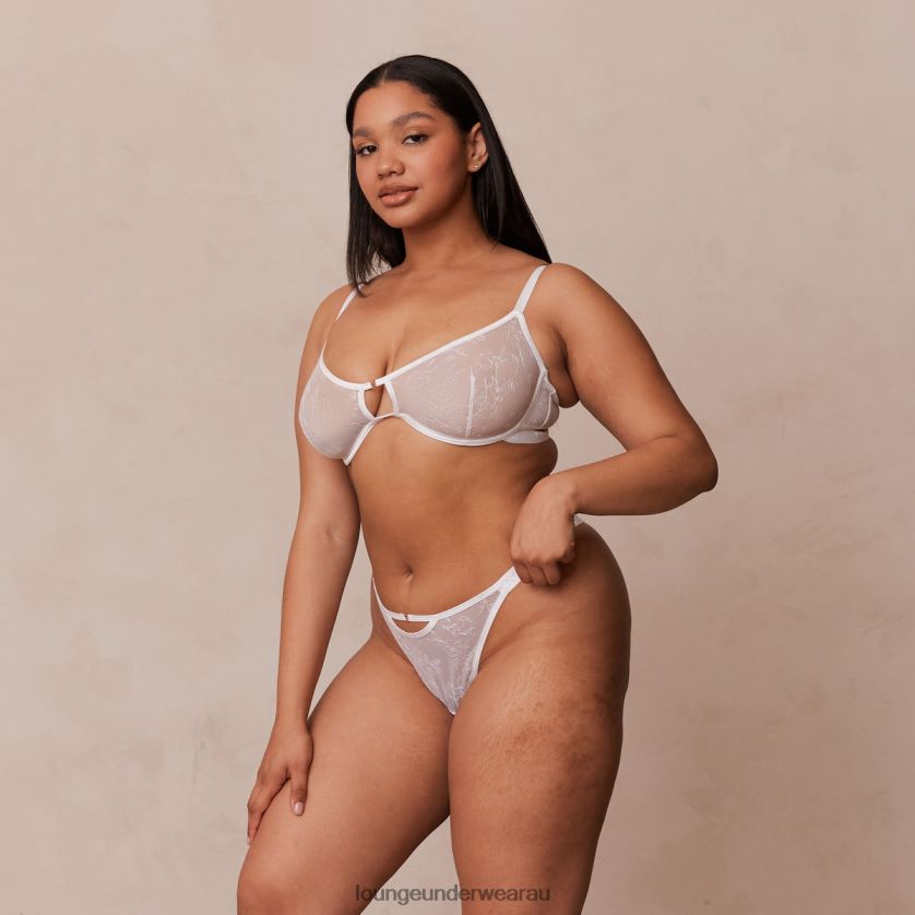 Grace Bra & Thong Set Underwear Lounge Women White 240R4861