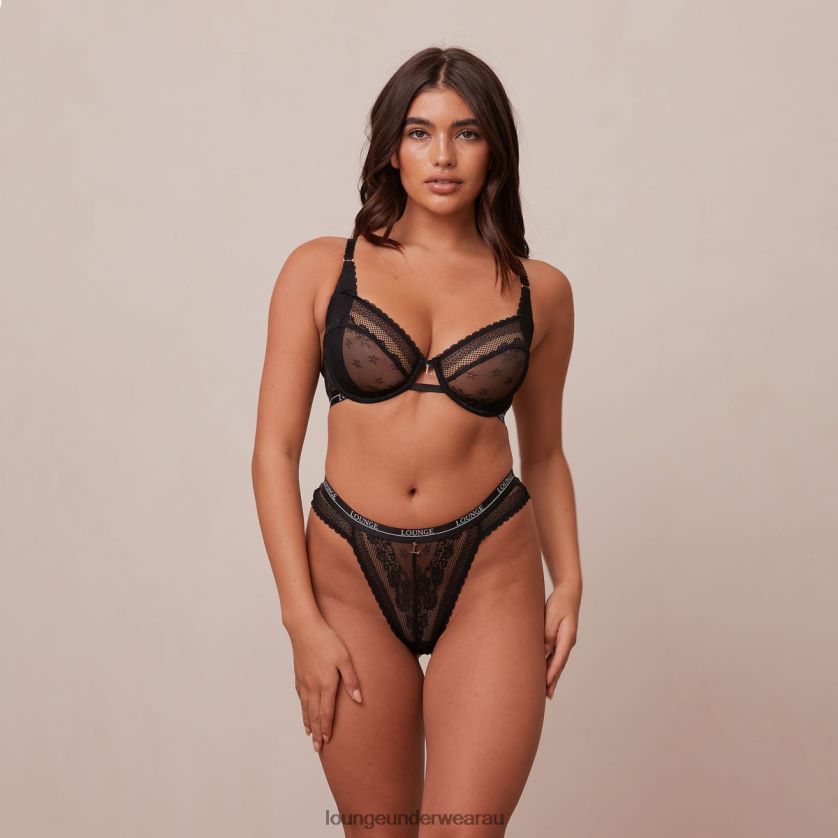 Liberty Balcony Bra & Thong/Briefs Set Underwear Lounge Women Black 240R4824