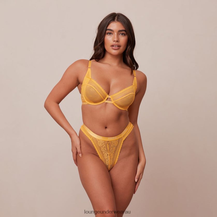 Liberty Balcony Bra & Thong/Briefs Set Underwear Lounge Women Mustard 240R4846