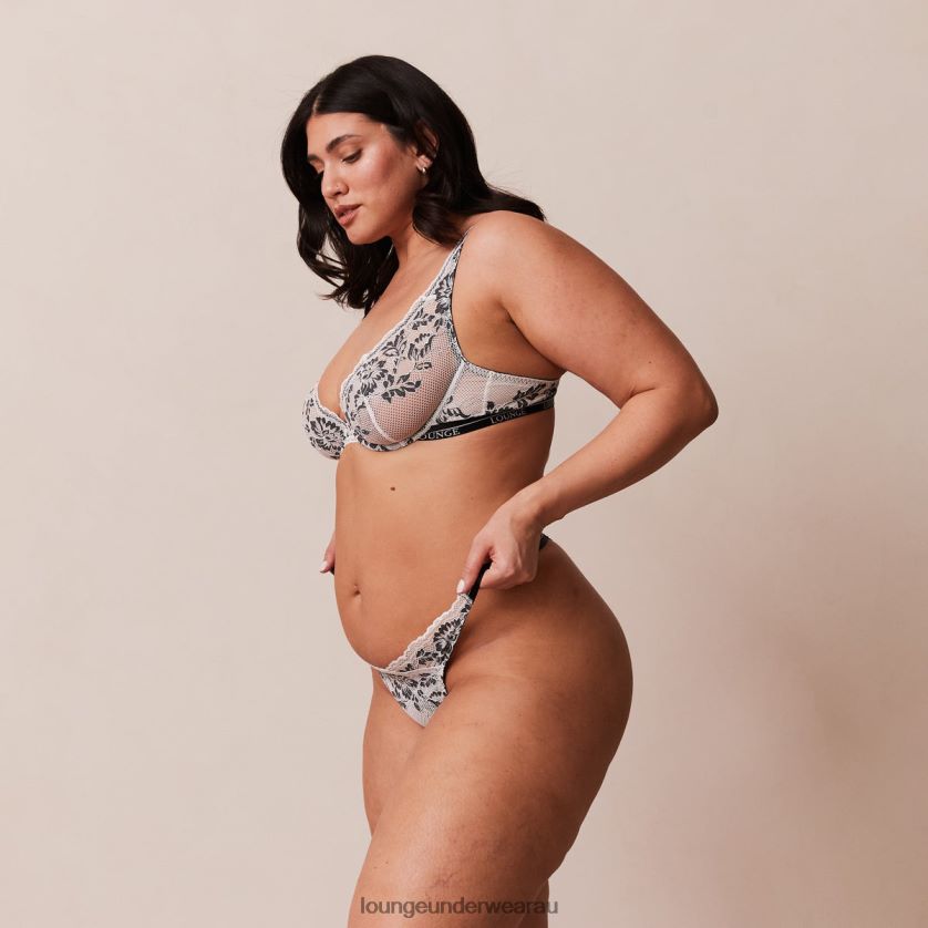 Luxe Balcony Bra & Thong/Briefs Set Underwear Lounge Women Black 240R484