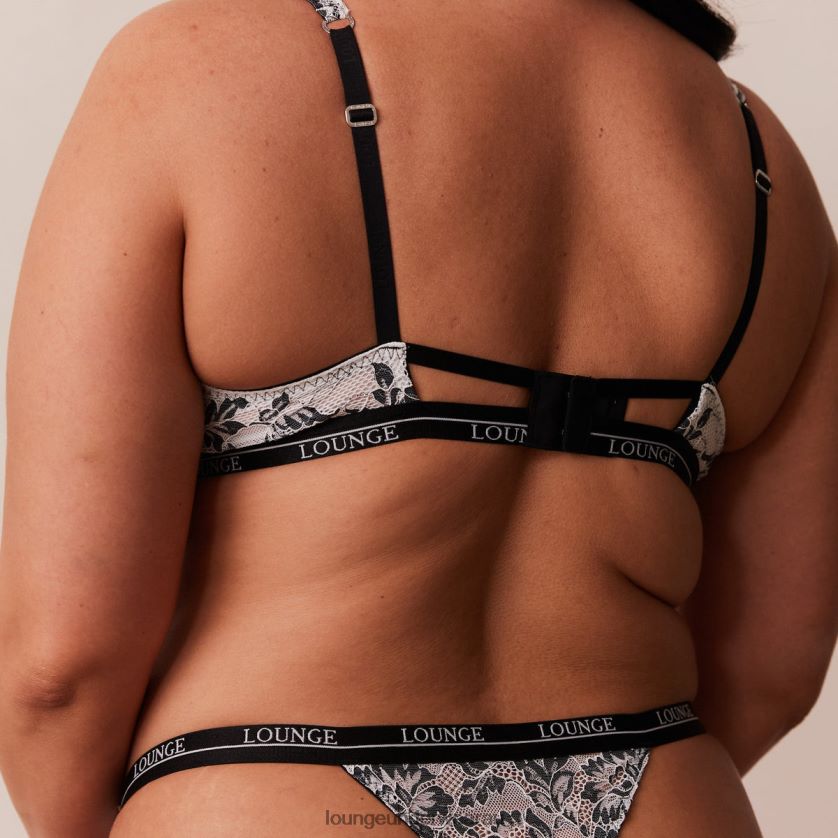 Luxe Balcony Bra & Thong/Briefs Set Underwear Lounge Women Black 240R484