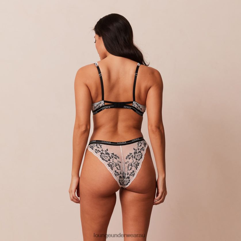 Luxe Balcony Bra & Thong/Briefs Set Underwear Lounge Women Black 240R484