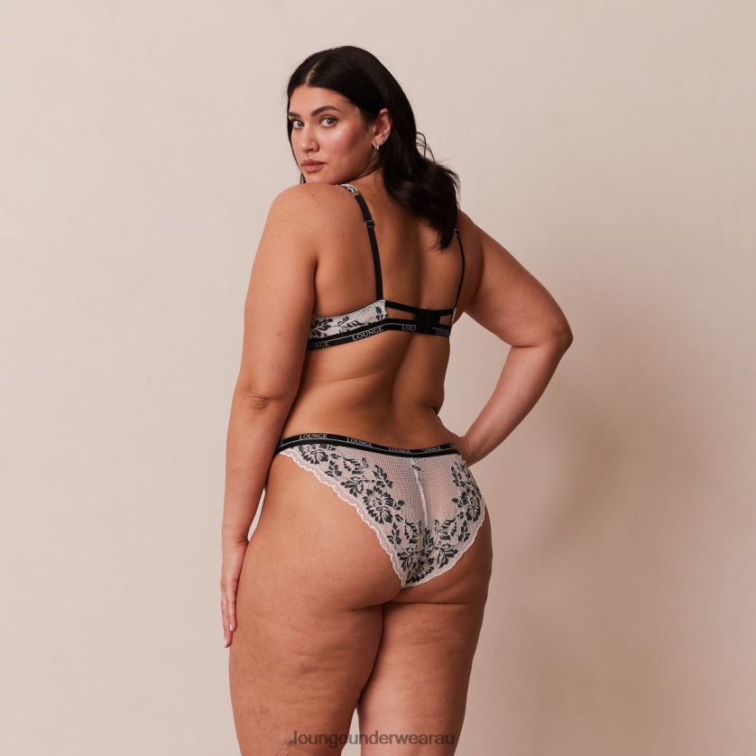 Luxe Balcony Bra & Thong/Briefs Set Underwear Lounge Women Black 240R484