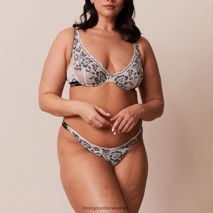 Luxe Balcony Bra & Thong/Briefs Set Underwear Lounge Women Black 240R484