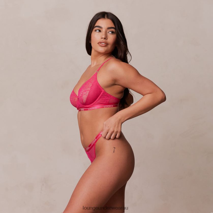 Royal Balcony Bra & Thong Set Underwear Lounge Women Hot Pink 240R4856