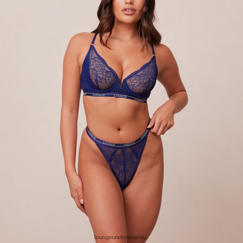 Royal Balcony Bra & Thong Set Underwear Lounge Women Navy 240R4882