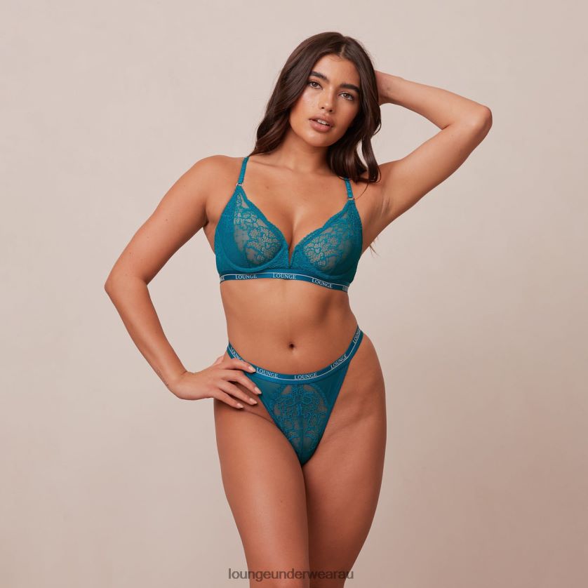 Royal Balcony Bra & Thong Set Underwear Lounge Women Turquoise 240R48104