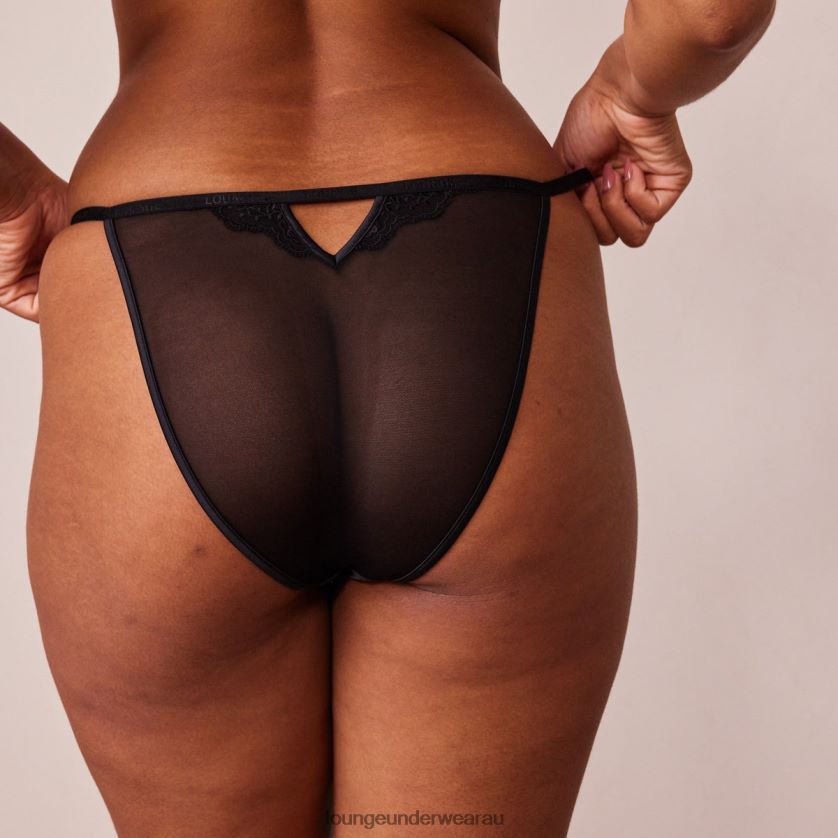 Seduce Front Fastening Balcony Bra & Thong/Briefs Set Underwear Lounge Women Black 240R48126