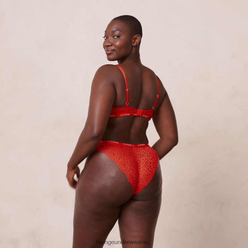 Silk Balcony Bra & Thong/Briefs Set Underwear Lounge Women Red 240R4854