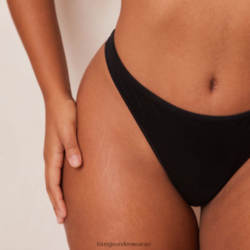 Sleek Mindful Bra & Thong/Briefs Set Underwear Lounge Women Black 240R4843