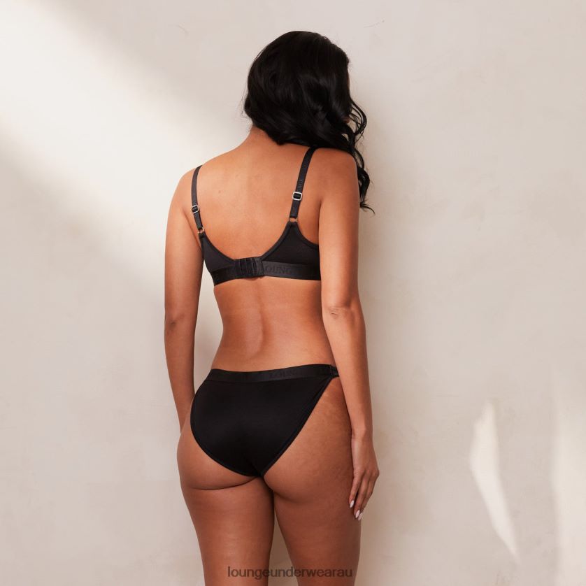 Sleek Mindful Bra & Thong/Briefs Set Underwear Lounge Women Black 240R4843