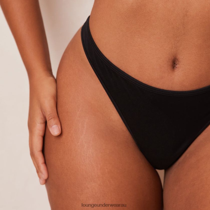 Sleek Mindful Bra & Thong/Briefs Set Underwear Lounge Women Black 240R4843