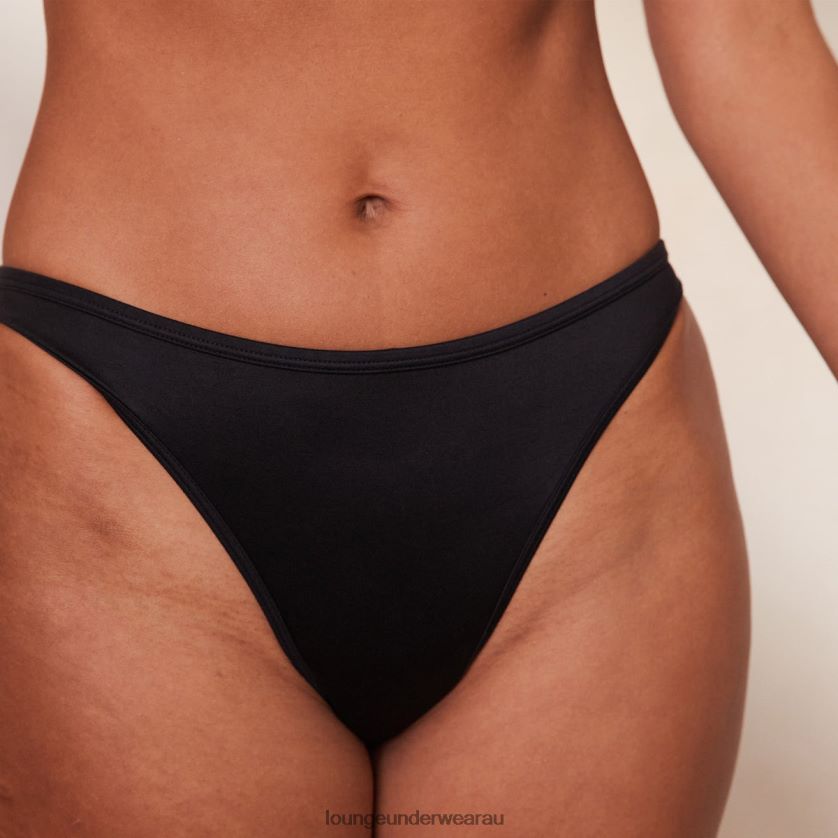 Sleek Mindful Bra & Thong/Briefs Set Underwear Lounge Women Black 240R4843