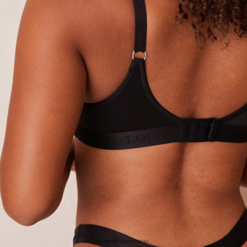 Sleek Mindful Bra & Thong/Briefs Set Underwear Lounge Women Black 240R4843